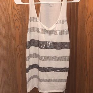 White Sequence Stripe Tank Top